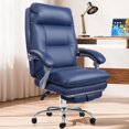 thumbnail image 2 of zzw Reclining Big and Tall Office Chair with Footrest - 350 lbs Capacity High Back Ergonomic Executive Desk Chair for Home and Gaming, Deep Blue, 2 of 8