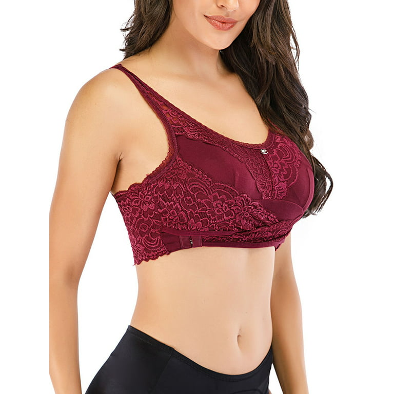 Sports Bra, Front Close Seamless Workout Bra with Removable Pad for Running  Equestrian Yoga