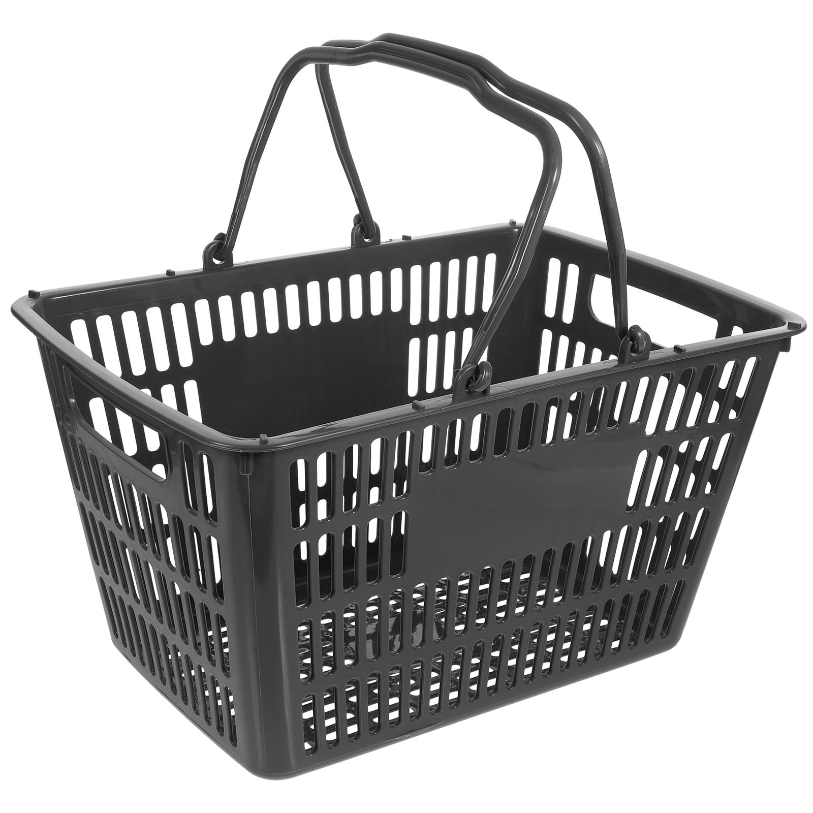 Masteelf Black Plastic Storage Basket with Handles for Toiletries Shopping and Kitchen Organization