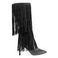 thumbnail image 2 of INC Womens Black Slip Resitant Studded Fringed Arch Support Breathable Ishani Pointed Toe Block Heel Zip-Up Boots Shoes 9 M, 2 of 4