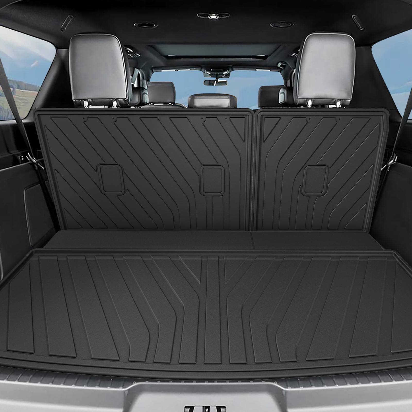 DIKSOAK Original Cargo Liner and Backrest Mats for the 2018-2025 Ford Expedition - Custom Fit Trunk Mat and Backrest Mats - All Weather Protection Anti-Skid Car Mats for Expedition