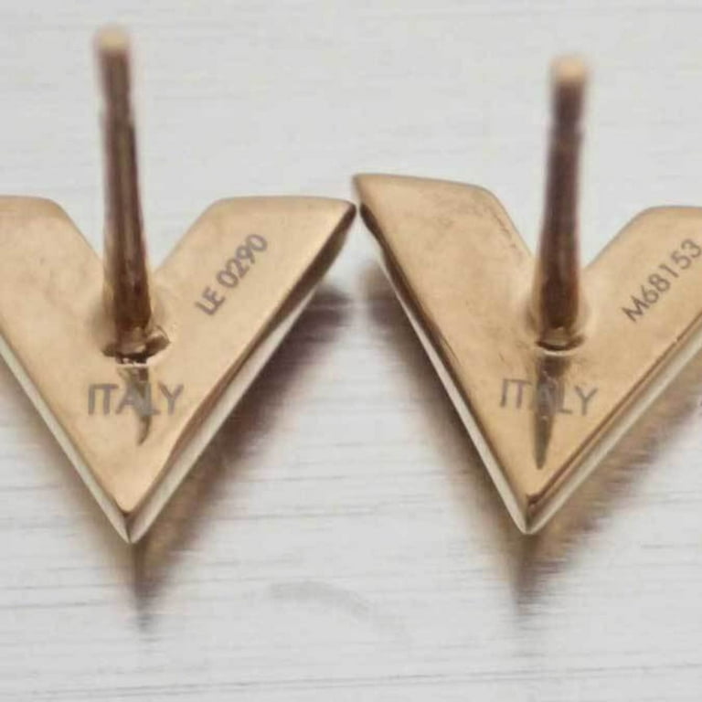 Auth LOUIS VUITTON Studs Earring Essential V Gold