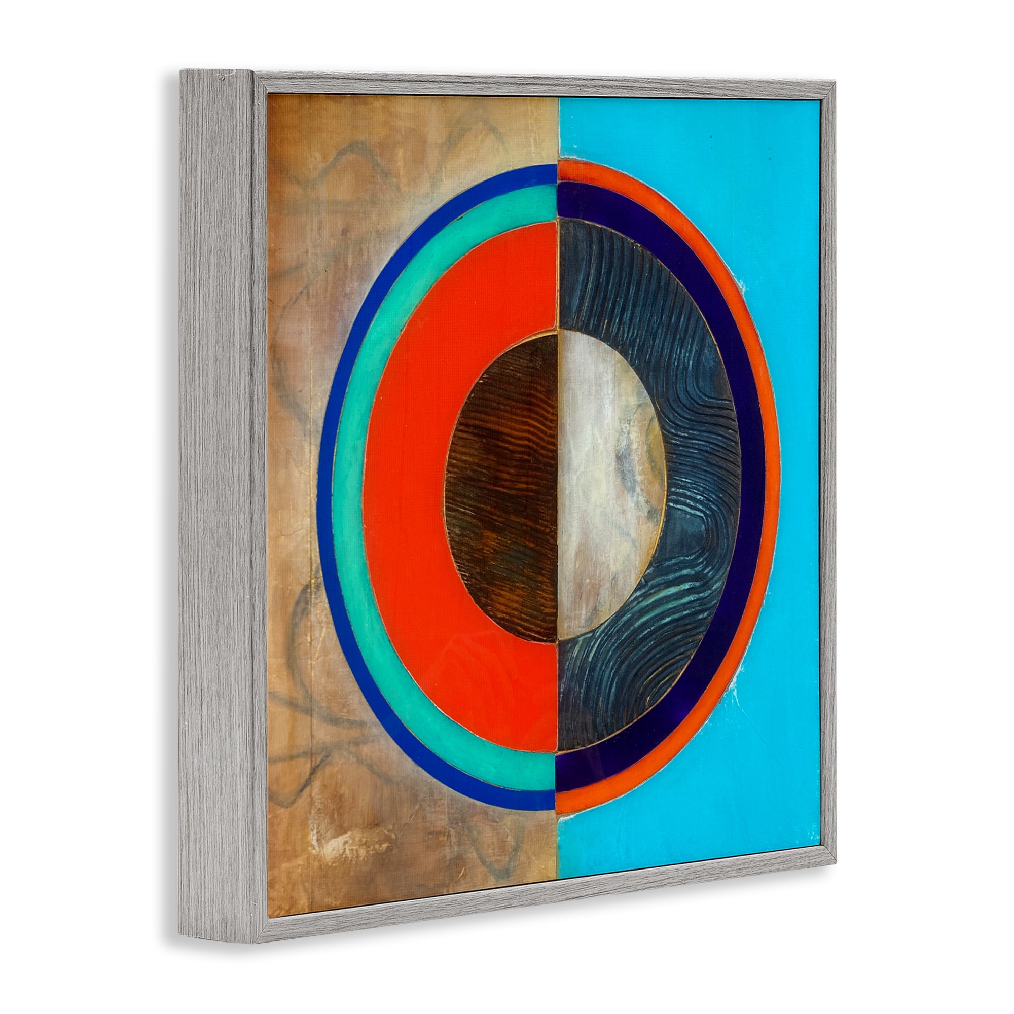 Stupell Industries Red Arc Summer Circle Gray Framed Giclee Art, design by Matthew Finger