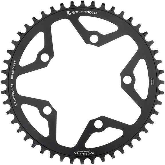 Wolf Tooth 110 BCD Gravel, CX and Road Chainring - 48t, 110 BCD, 5-Bolt, Drop-Stop ST, For Shimano HG and KMC 12-Speed