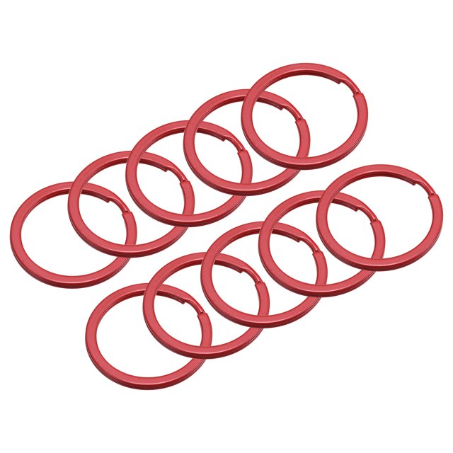 Unique Bargains 2.1x30mm Split Keychain Rings, Flat Key Holder for Organization Red 30Pack