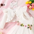 thumbnail image 5 of Mnyotv Baby Girl Tutu Dress with Cardigan Headband 3Pcs Set Floral Mesh Dresses Birthday Outfits for Girls Size 2-3Y, 5 of 6