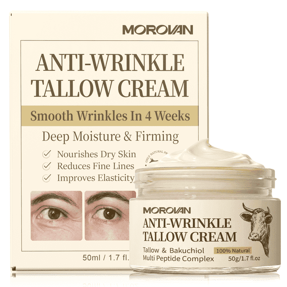 Beef Tallow For Skin Anti Wrinkle Tallow Cream Deep Hydration Firming for Women Dry Aging Skin 1.7fl oz