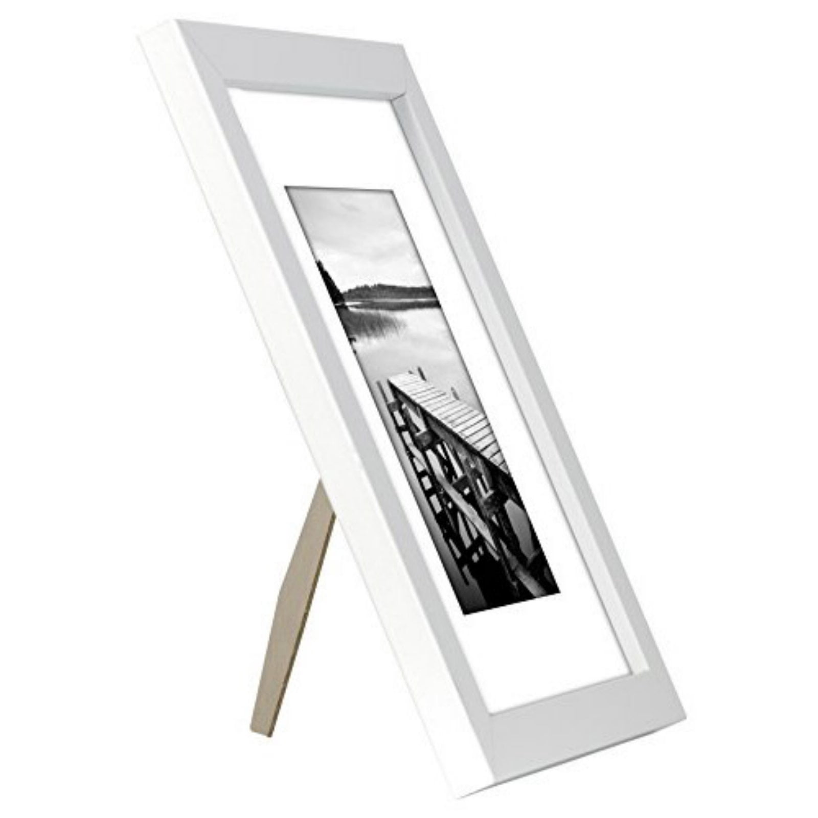 Americanflat 8x10 Picture Frame with Mat for 5x7, MDF wood and shatter-resistant glass, White