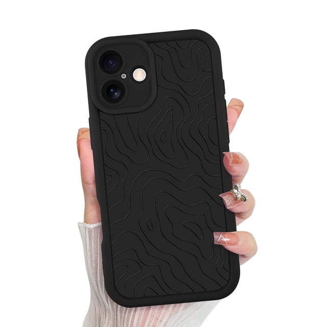 Funda de teléfono MZELQ para iPhone 16 Plus de silicona a prueba de golpes, negra