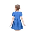thumbnail image 5 of Girls Dress Blue Floral Bow Tie Black Collar Short Sleeve Pleated Party 4 Years, 5 of 8