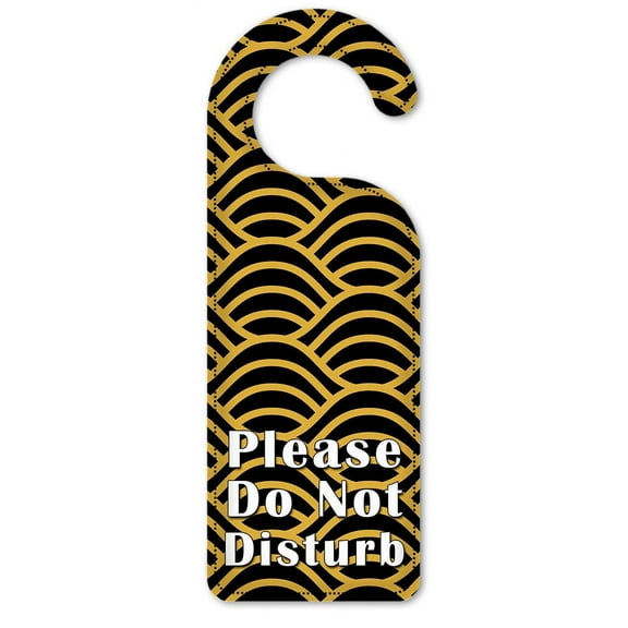Do Not Disturb Door Knob Hanger Sign - Black & Gold Waves