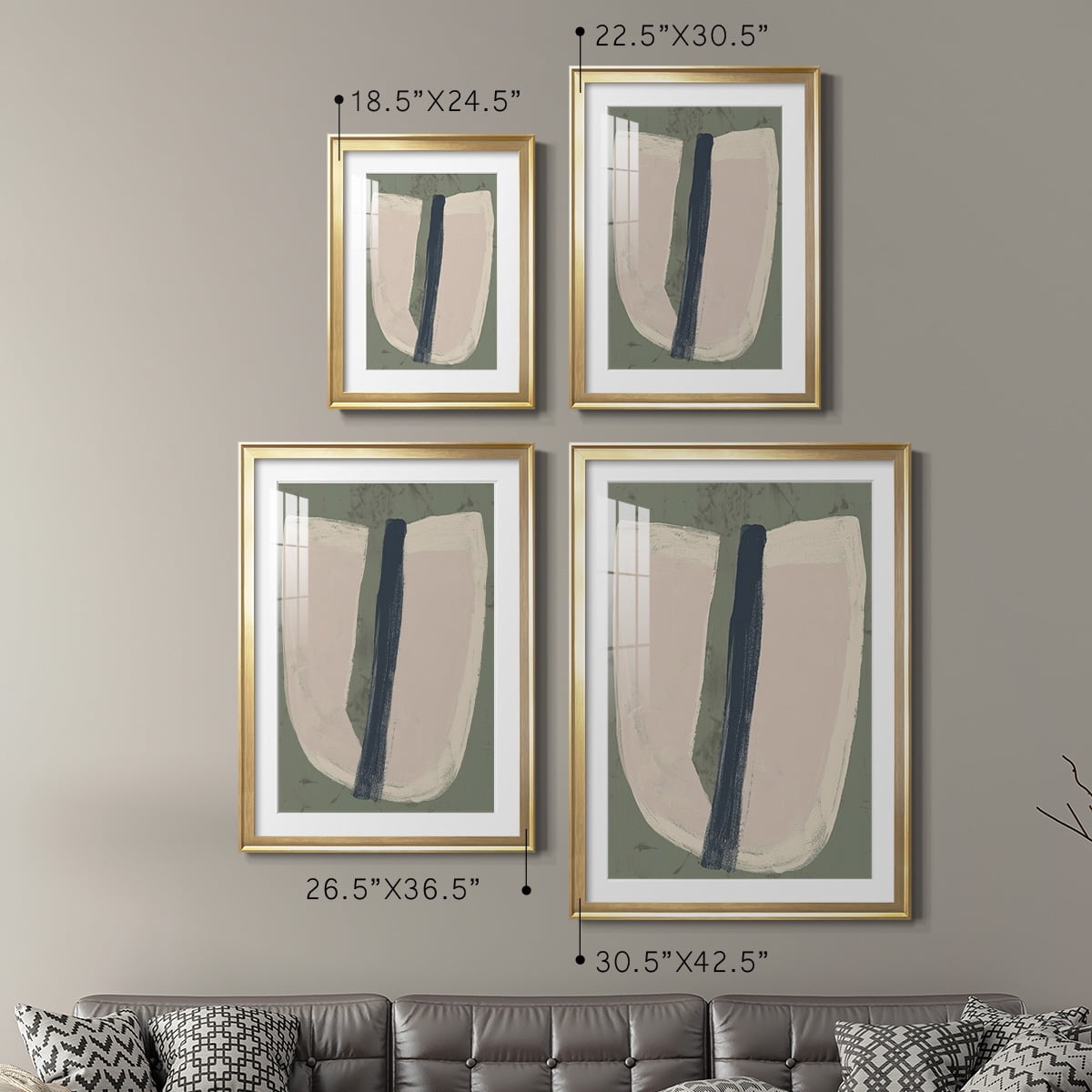 Wexford Home Paper Slice III Premium Framed Print, 26.5" x 36.5" - Ready to Hang, Gold (Set of 2)