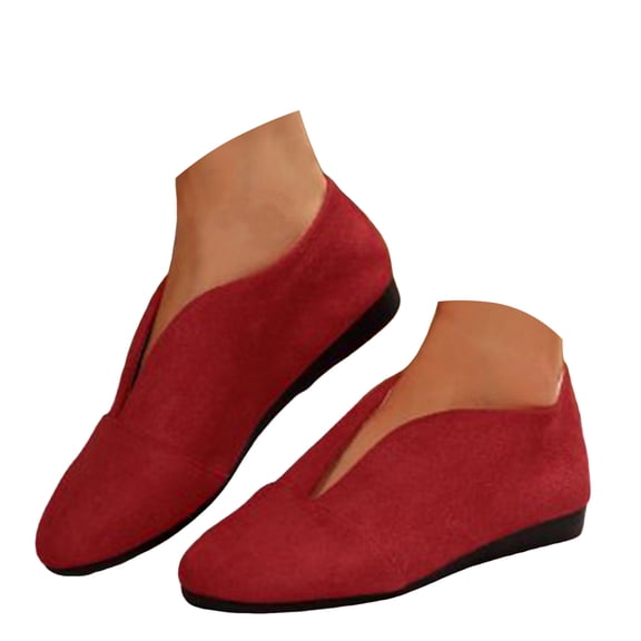 Mostsola Ballet Flats Shoes for Women Suede Slip on Fashion V Cut Dress Shoes Casual Walking Shoes