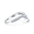 thumbnail image 2 of Curved Contour Art Deco Marquise Engagement Band Ring 925 Sterling Silver Size 7, 2 of 5