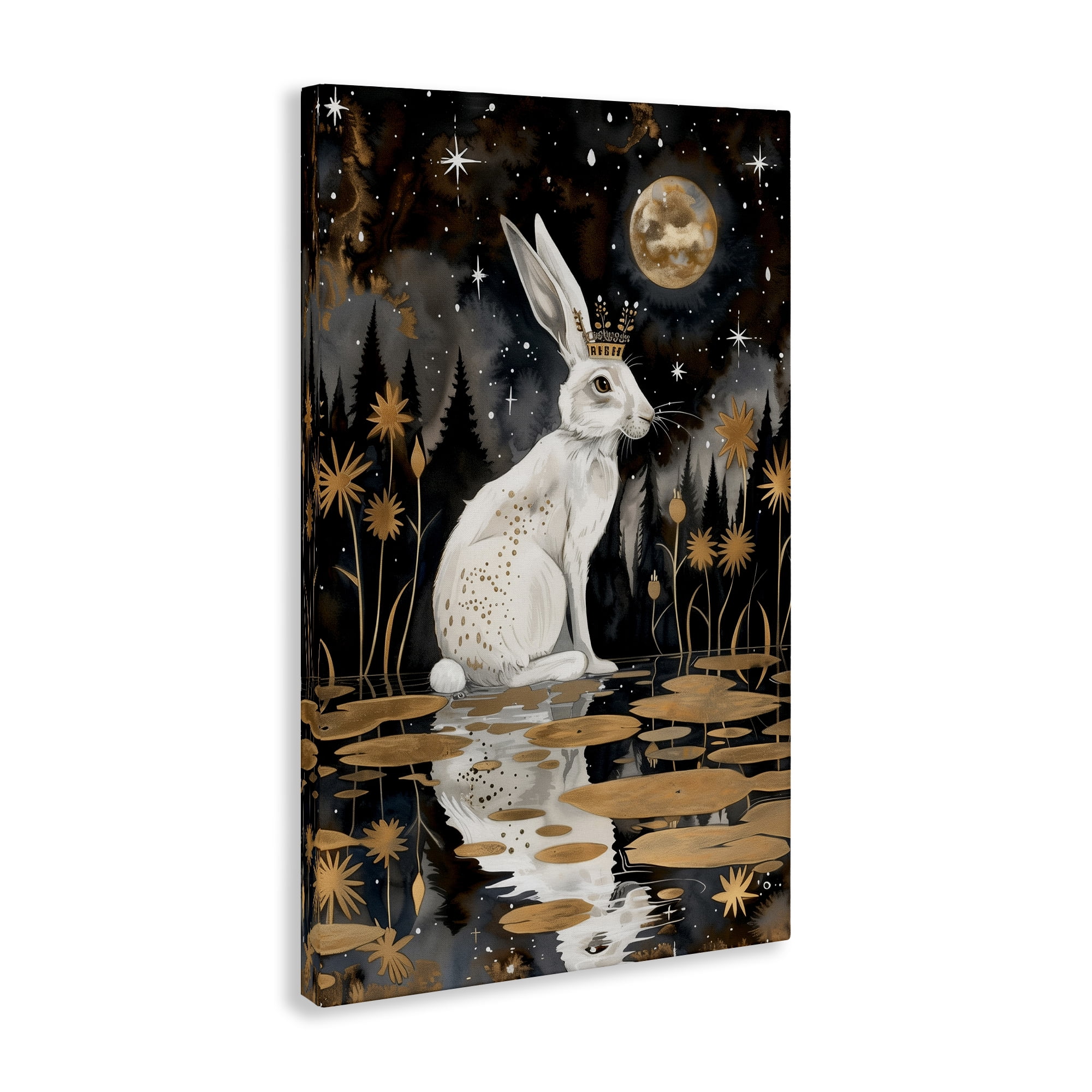 Stupell Industries Regal Rabbit Moonlight Animals & Insects Painting Gallery Wrapped Canvas Art Print Wall Art, 20 x 30