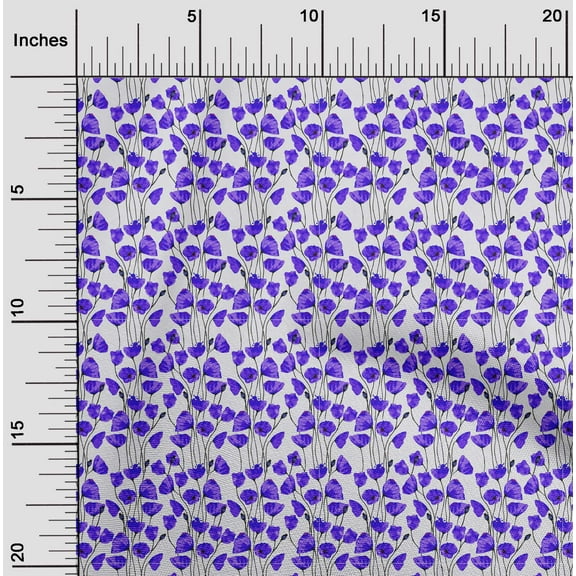 oneOone Polyester Lycra Purple Fabric Florals Sewing Material Print Fabric By The Yard 56 Inch Wide