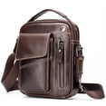 thumbnail image 1 of Bolso bandolera de cuero para hombre, estilo retro, pequeño, tipo bandolera, informal, con orificio para auriculares, para viaje, para almohadilla de 7,9", 1 of 8