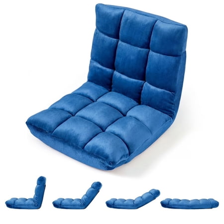 Furnibear 14-Position Adjustable Cushioned Floor Chair, 200 lbs Capacity, Blue - for Living Room, Bedroom and Home Office
