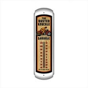 Past Time Signs Retro Rider Motorcycle Thermometer - Black - 5in. x 17in.