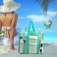 thumbnail image 4 of Oversized Beach Tote Bag with Zipper - Mesh Sandproof Travel Bag with 9 Storage Pockets - Waterproof Family Beach Toy Organizer for Cruise & Vacation Essentials, 4 of 5