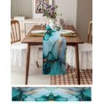 thumbnail image 6 of Hokiten Table Runners 70 Inches Long Dress Scarves, Marble Turquoise Gold Farmhouse Coffee/Dining/Kitchen Table Decor, Holiday Table Runner, Abstract Simple Geometric 13x70 Inch, 6 of 7