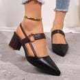 thumbnail image 3 of Pandaie Block Slingback Heels for Women Pointed Closed Toe Chunky Heeled Pumps Business Work Party Slip on Dress Sandals Shoes Black Size 7.5, 3 of 9