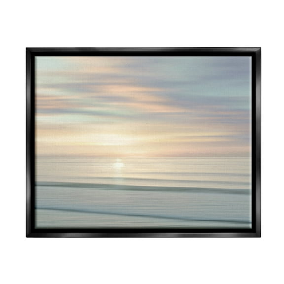 Stupell Industries Sun on Ocean Reflection Nature Photography Black Floater Framed Art Print Wall Art, 21 x 17