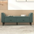 Upholstered Storage Bench with 2 Drawers, Rectangular Storage Ottoman