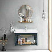 24-Inch Wall-Mounted Bathroom Space Aluminum Bathroom Cabinet Combination