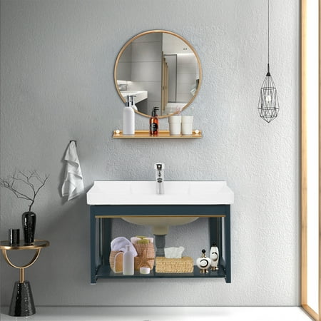 24-Inch Wall-Mounted Bathroom Space Aluminum Bathroom Cabinet Combination