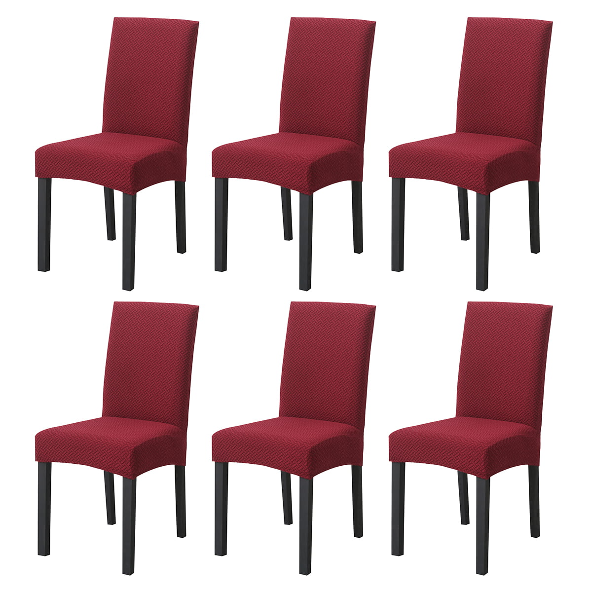 BW#A Wine Red Knitted Stretch Chair Cover Restaurant Hotel Elastic Seat Covers 
