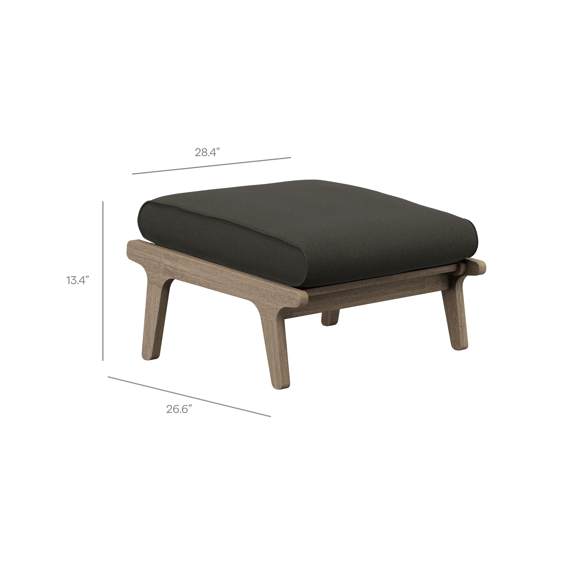 Saratoga Outdoor Teak Wood Chair and Ottoman Set in Weathered Gray Flint