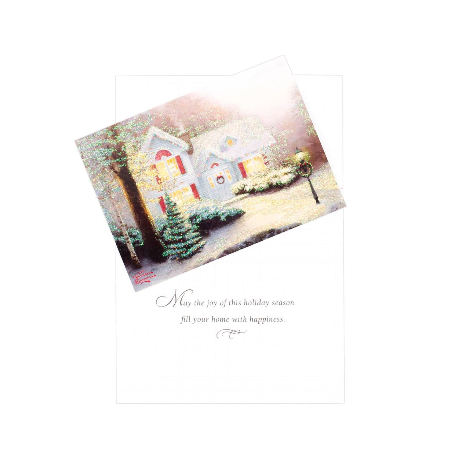 Assortiment de cartes de Noël dans une boîte, Thomas Kinkade, Hallmark, maisons enneigées (40 cartes et enveloppes, et sceaux métallisés)