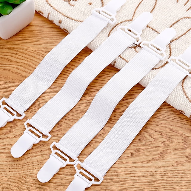 4 Piezas Clips Antideslizantes para Sábanas Correas para Soportes para Sábanas Hebilla para Soporte para Sábanas-Sofá, Tablero Reclinable para Colchón King Blanco