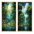 thumbnail image 2 of Designart "Emerald Canopy Bold Forest art painting IV" Forest Framed Wall Art Set Of 2 - Gold Landscapes Framed Canvas Set For Living Room Decor, 2 of 7