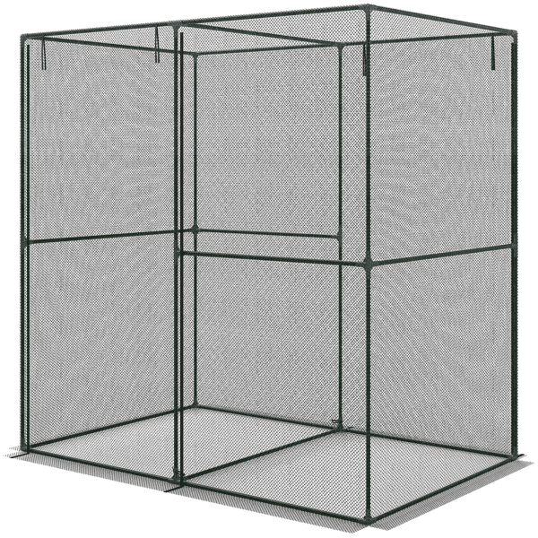 Black Crop Cage Plant Protector 70.9×47.2×70.9", HDPE & Steel Frame, Walk-in Zippered Door, Windproof Level 4 for Vegetables & Crops