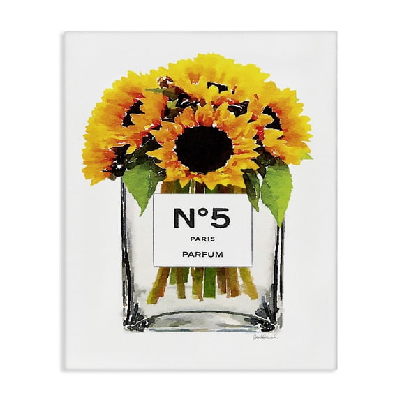 Stupell Industries Art Deco Fashion Designer Flower Bottle Yellow Watercolor Canvas Art, 16 x 20, by Amanda Greenwood