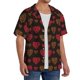 thumbnail image 2 of Balery Gold Glitter Heart Camisa Casual de Manga Corta con Botones para Hombre, Texturizada, Estilo Cubano, para Playa, Verano-X-Large, 2 of 5
