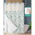 thumbnail image 2 of No Hook Shower Curtain with Snap in Liner, Watercolor Eucalyptus Leaves Hotel Shower Curtains for Bathroom, Washable Shower Curtain Liner Set with Mesh Top Window, 72”x78”, 2 of 6
