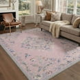 thumbnail image 2 of 2x3 Area Rug Machine Washable Non Slip Low Pile Indoor Rug for Entryway, Entrance, Front Door, Bathroom, Floral Bird Print Pattern, Dusty Blush, 2 of 5