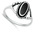thumbnail image 4 of CHOOSE YOUR COLOR Vintage Bali Simulated Black Onyx Ring .925 Sterling Silver Band CZ Female Size 7, 4 of 4