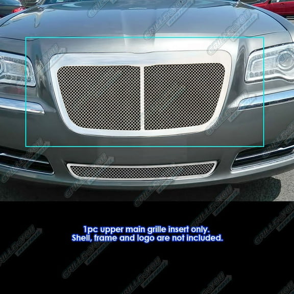 APS Compatible with Chrysler 300 300C 2011-2014 Main Upper Stainless Steel Chrome Mesh Front Grill Grille Insert R76300X
