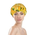 thumbnail image 3 of Balery Yellow Limes Shower Caps, Double Layer Waterproof Shower Cap, Double Layers Reusable Shower Cap With Soft Comfortable For Long Thick Hair Soft Bath Shower Hair Caps, 3 of 9
