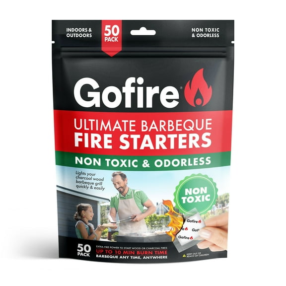 GoFire: 50 Pack Ultimate All Purpose Fire Starters, Waterproof, Non Toxic & Odorless