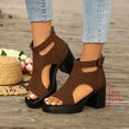 thumbnail image 6 of QNANSPI Women's Wedge Heel Shoes, Summer Casual Footwear for Women, Women Peep Toe High Heel Thick Sole Footwear With Broad Heel In Solid Color Summer Casual Shoes, 6 of 6