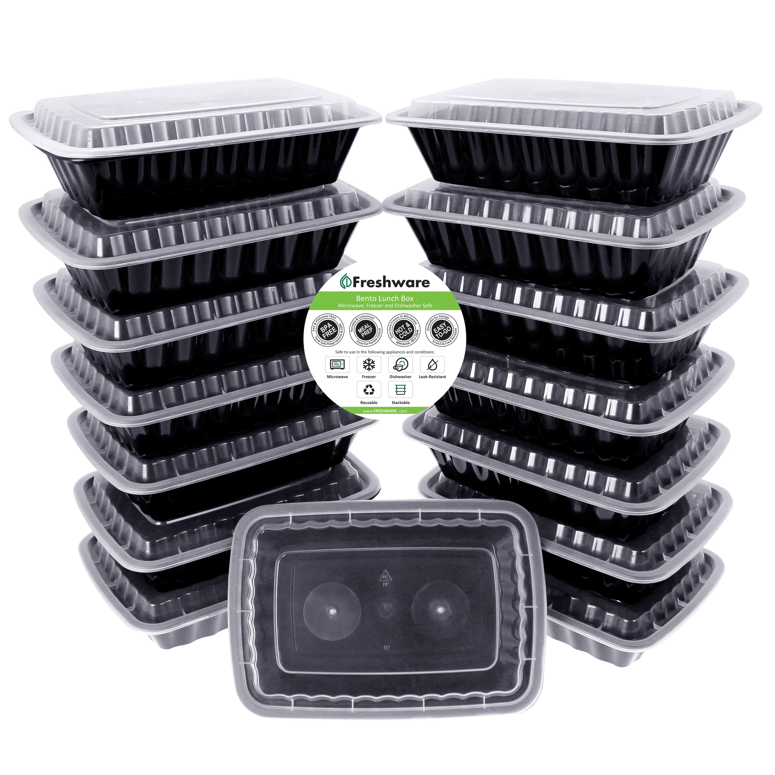 15 Pack 1 Compartment with Lids Food Storage Freshware Meal Prep Containers 15 Pack 1 Compartment with Lids Food Storage Freshware Meal Prep Containers