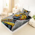 thumbnail image 4 of Castle Fairy Modern Sunglasses African Woman Twin Sheets 3pcs,Tribal Mask Icon Bedding,Gray Yellow Blue,1 Fitted Sheet, 1 Flat Sheet and 1 Pillowcase, 4 of 6