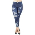 thumbnail image 6 of Fashion2Love Women's Juniors Butt Lift Push Up Mid Waist Ripped Distressed Skinny Jeans, 6 of 9
