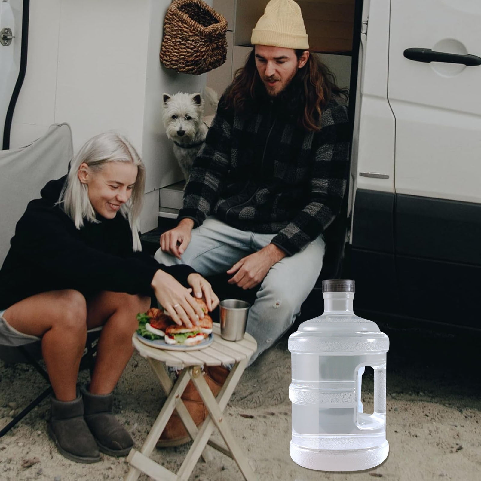 0.8/1.3 Gallon Water Jug with Handle - Portable Big Water Bottle for Sports & Camping - Transparent BPA-Free Container with Leakproof Cover (101/170oz)