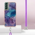 thumbnail image 3 of Case for Samsung Galaxy S23, Adjustable Detachable Crossbody Strap Neck Strap Silicone Bumper Marble Painted TPU Ultra Thin Shockproof Protective Phone Case Cover for Galaxy S23, Purple, 3 of 7